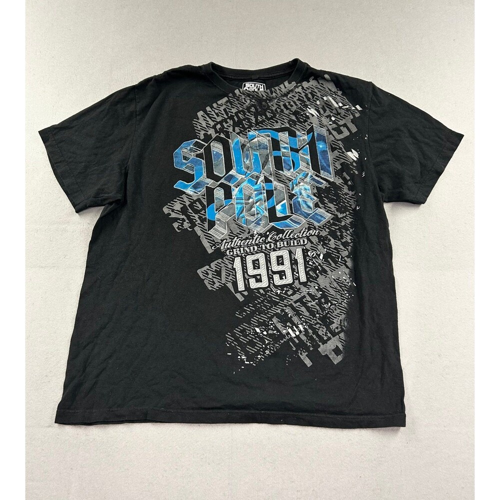 South Pole Graphic T-Shirt – Men's Black Short Sleeve Tee – Y2K Streetwear